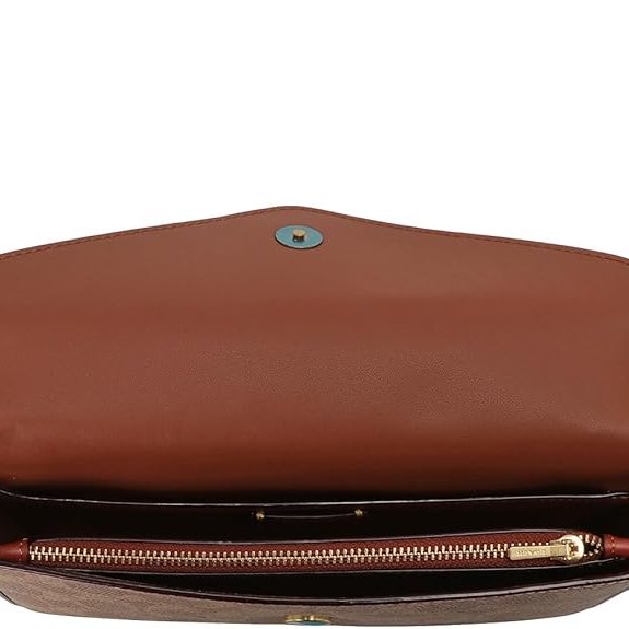 【Coach】專櫃經典款 復古C字LOGO皮革拼印花PVC釦式翻蓋斜背包(附卡片夾)-3