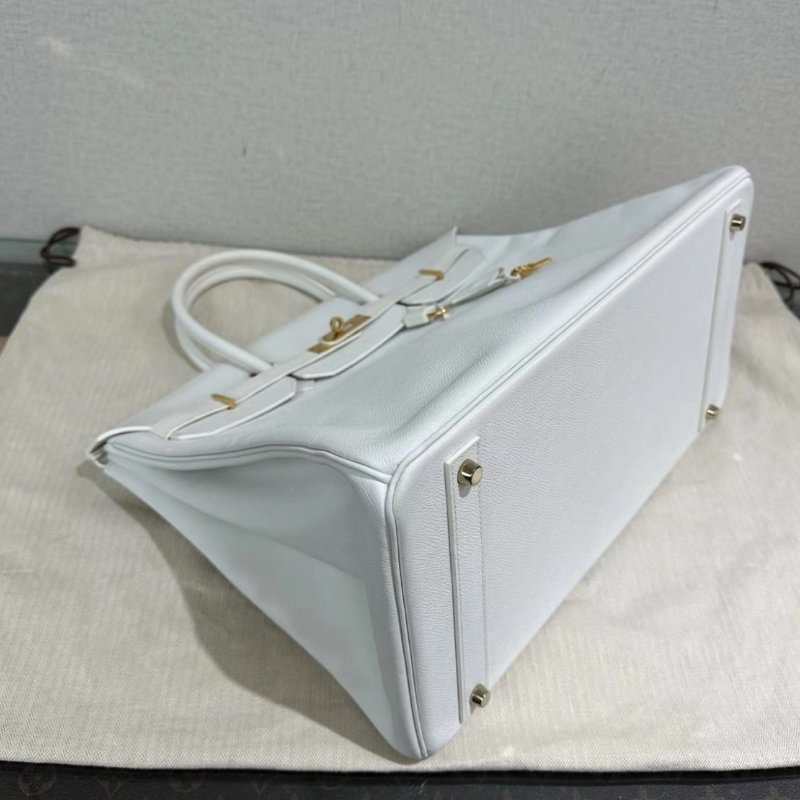 HERMES 純白白金扣Birkin40手提包 40*29*20 98新配件塵袋鑰匙鎖-2