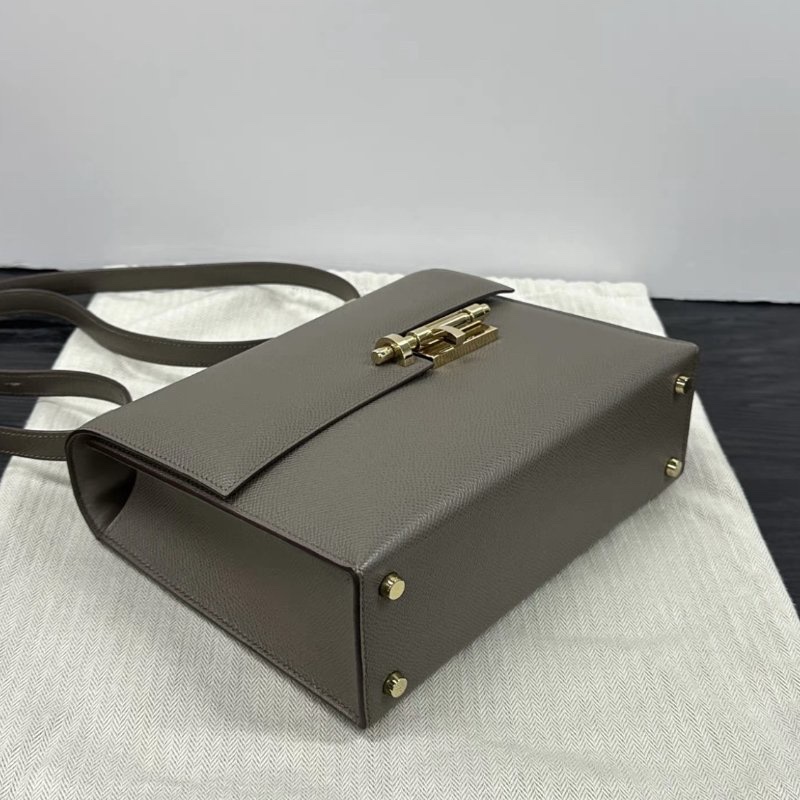 HERMES Verrou大象灰金扣肩背斜背插銷包21*18.5*7 99新配件塵袋-2