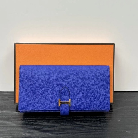 HERMES bearn H電光藍金扣長夾 17.5*9*2 全新閒置配件:盒子