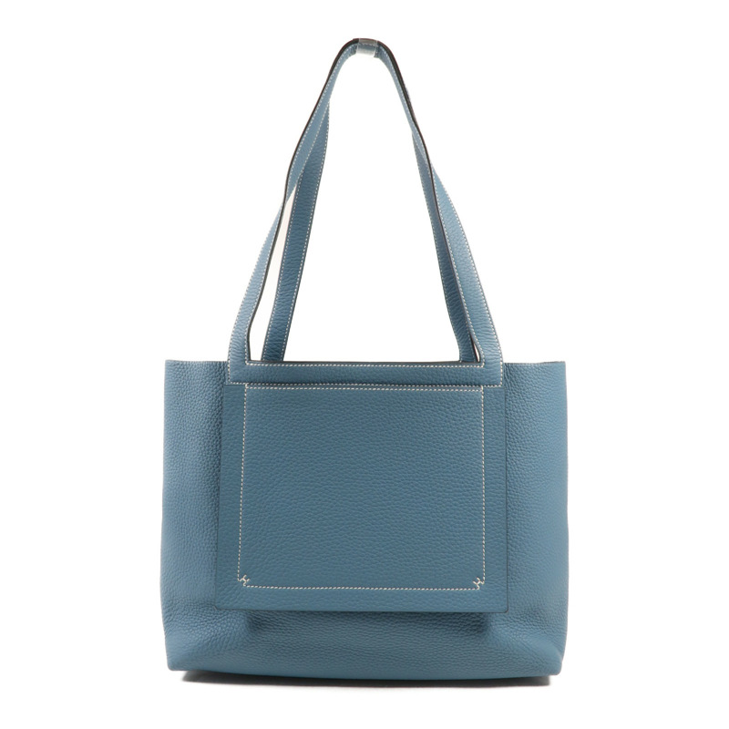 HERMES Clemence皮革Cabasellier 31手挽袋Bleu Frida-0