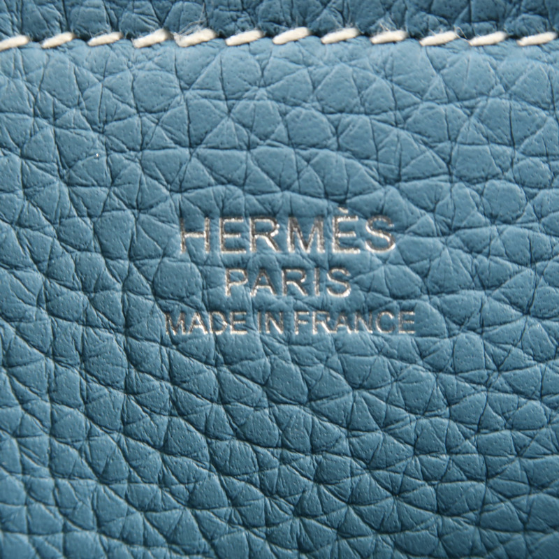 HERMES Clemence皮革Cabasellier 31手挽袋Bleu Frida-5