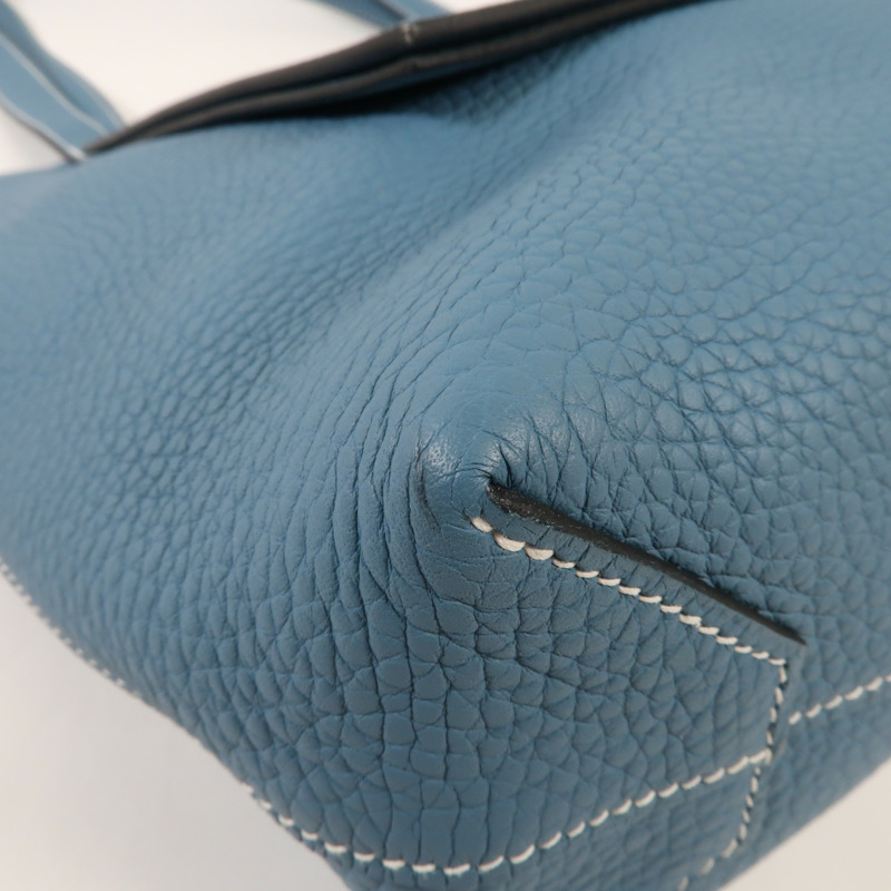 HERMES Clemence皮革Cabasellier 31手挽袋Bleu Frida-8