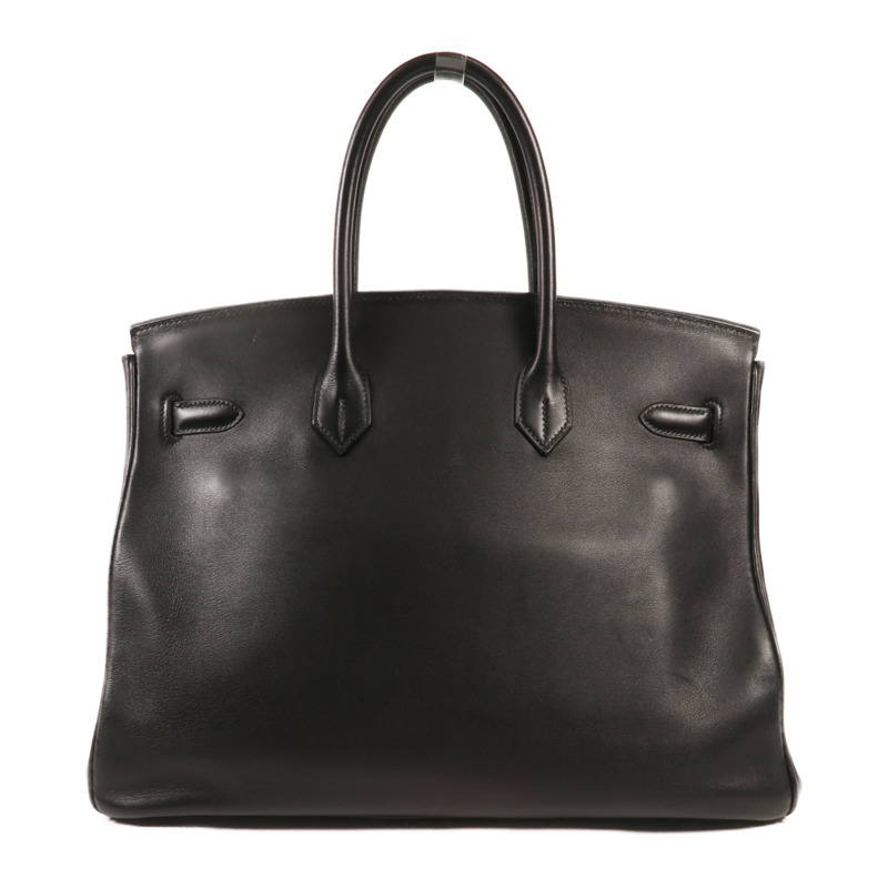 HERMES Swift皮革Birkin 35銀扣手挽袋Noir Black-1