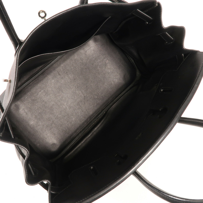 HERMES Swift皮革Birkin 35銀扣手挽袋Noir Black-4