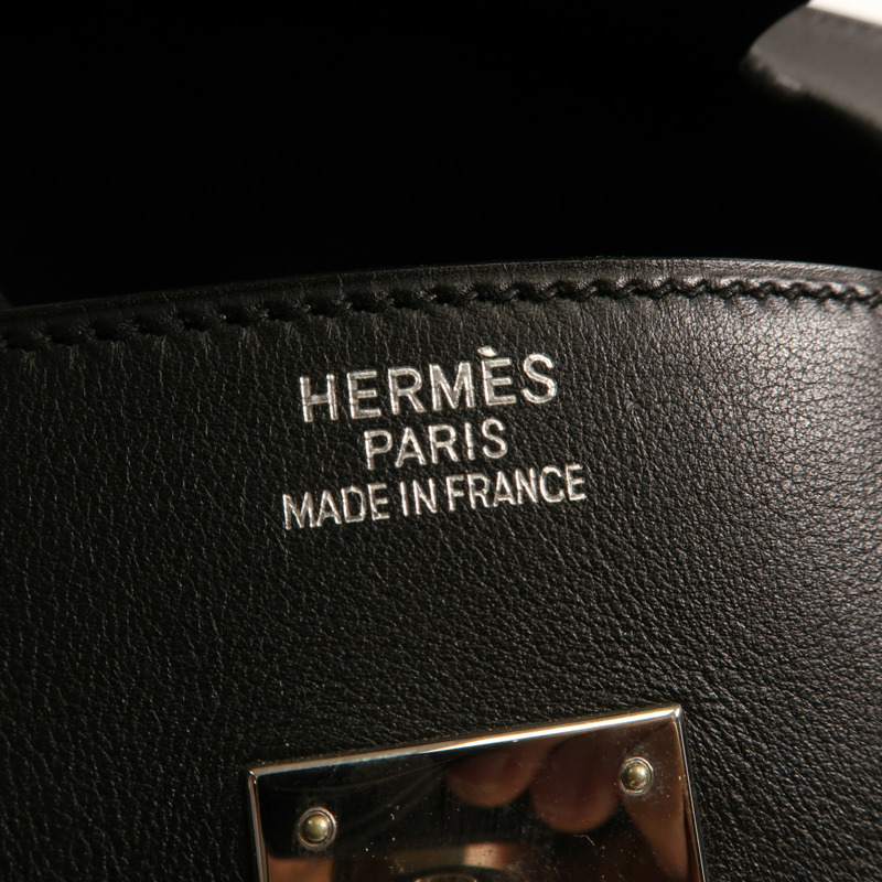 HERMES Swift皮革Birkin 35銀扣手挽袋Noir Black-6