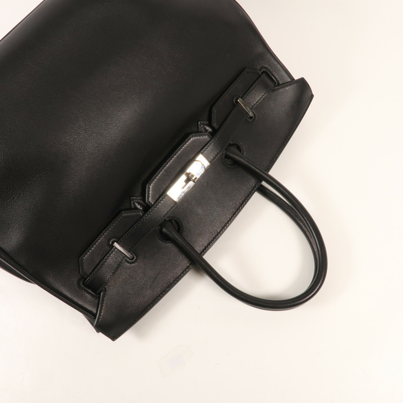 HERMES Swift皮革Birkin 35銀扣手挽袋Noir Black-7
