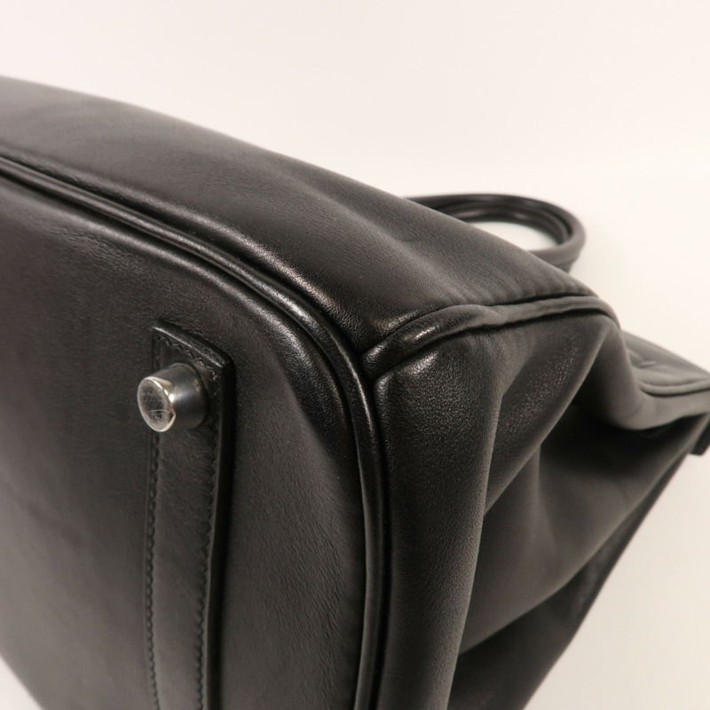 HERMES Swift皮革Birkin 35銀扣手挽袋Noir Black-11