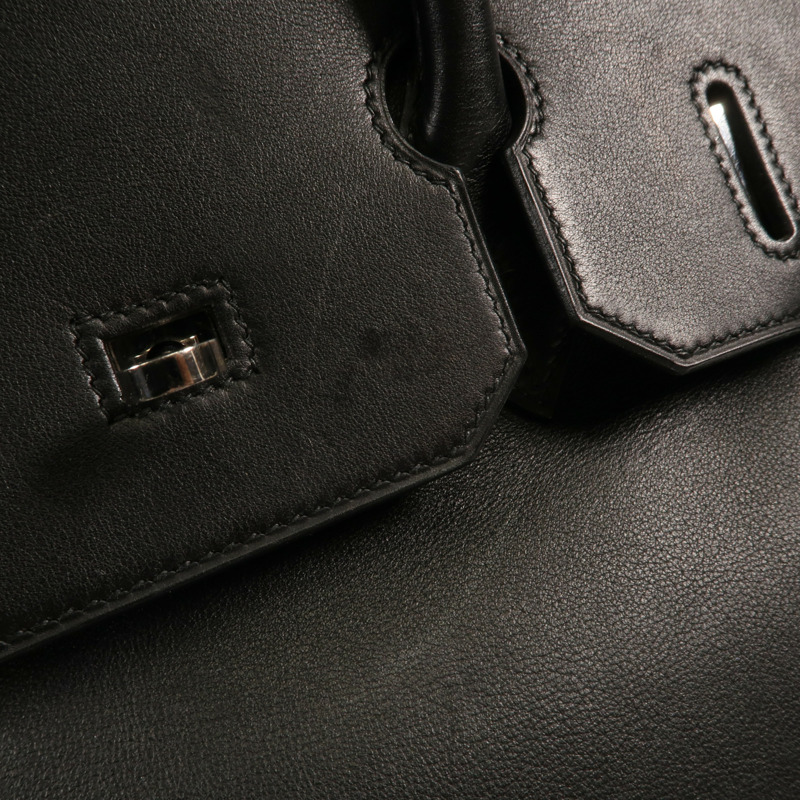 HERMES Swift皮革Birkin 35銀扣手挽袋Noir Black-13