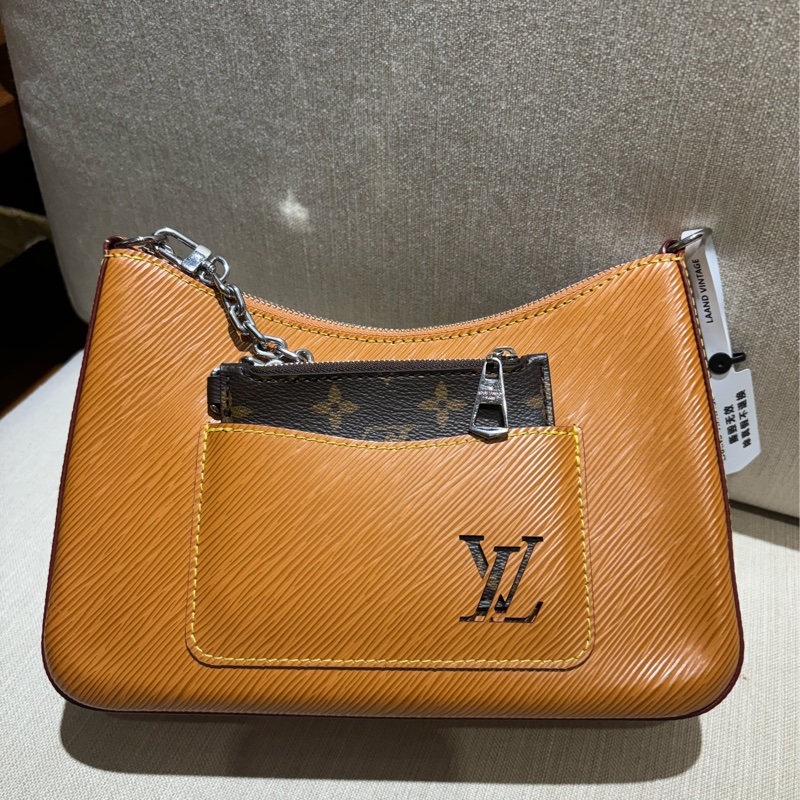 【LV】Marelle晶片款 焦糖色水波紋單肩腋下包-8