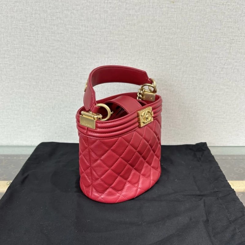 CHANEL 紅金Leboy水桶手提斜背包17*15*13 98新配件塵袋保卡-1
