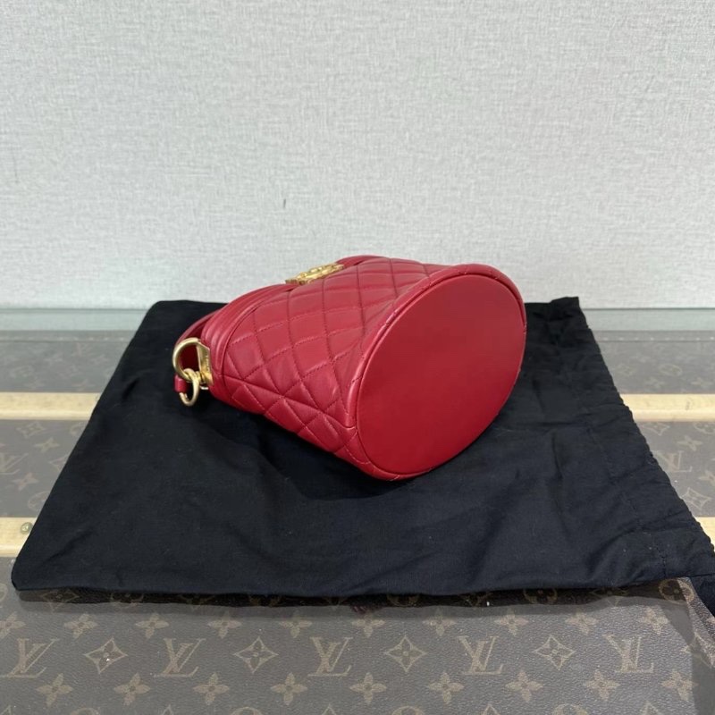 CHANEL 紅金Leboy水桶手提斜背包17*15*13 98新配件塵袋保卡-2