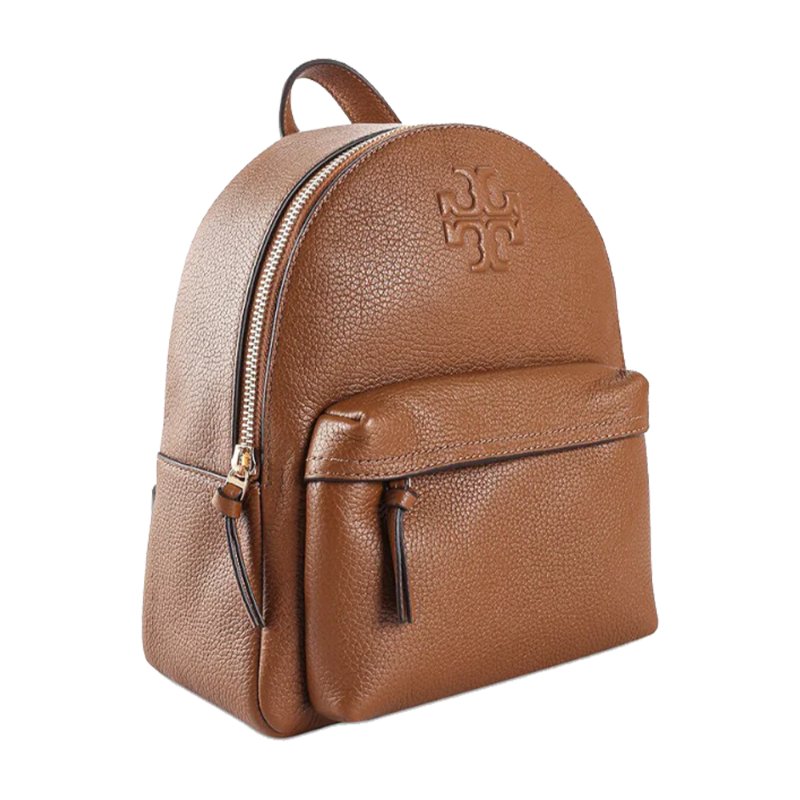 【TORY BURCH】雙T-LOGO荔紋皮革後背包-駝色-2