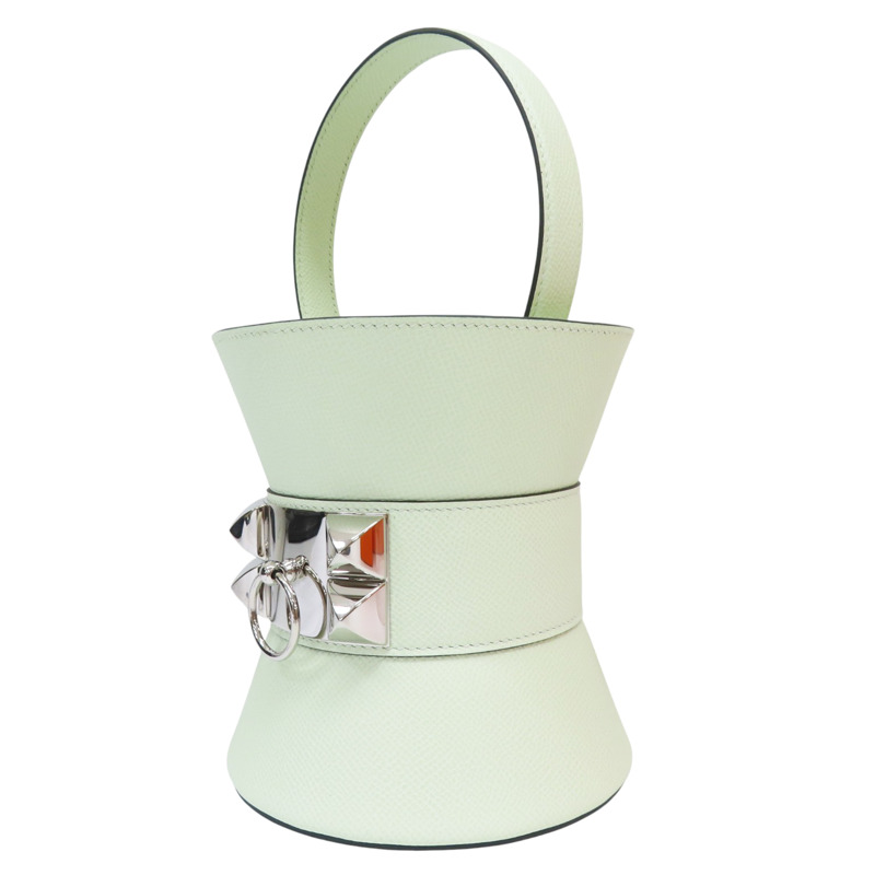 淺綠色 Epsom牛皮 Mini Medor 手提包 W刻 銀扣【HERMES 愛馬仕】-2