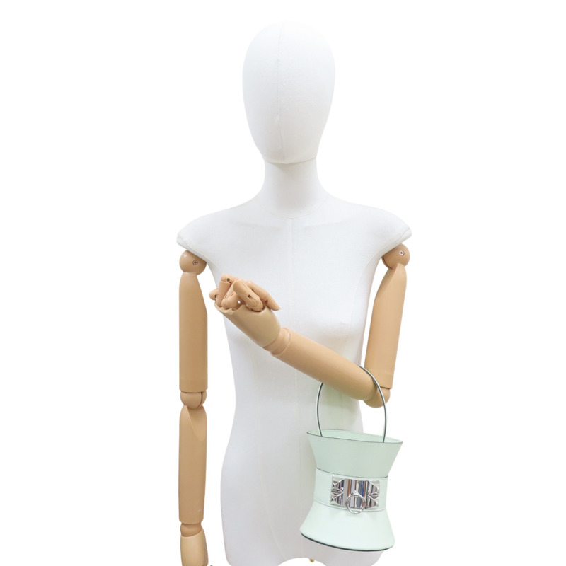 淺綠色 Epsom牛皮 Mini Medor 手提包 W刻 銀扣【HERMES 愛馬仕】-7