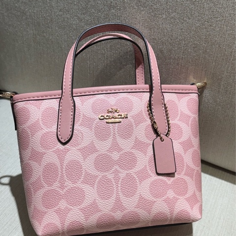 Coach 櫻花粉City Mini托特包 肩背手提包