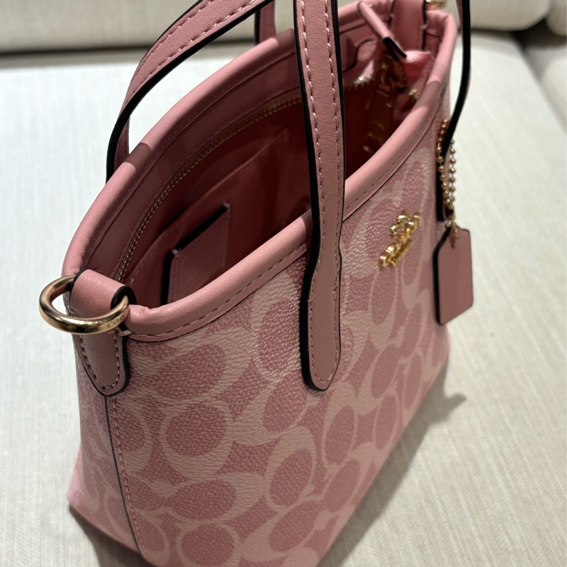 Coach 櫻花粉City Mini托特包 肩背手提包-13