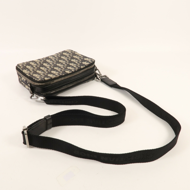 Dior Oblique帆布Zipper Pouch With Strap銀扣肩背袋-7