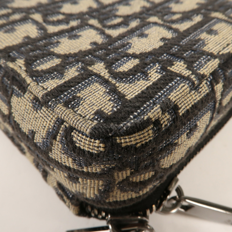 Dior Oblique帆布Zipper Pouch With Strap銀扣肩背袋-11