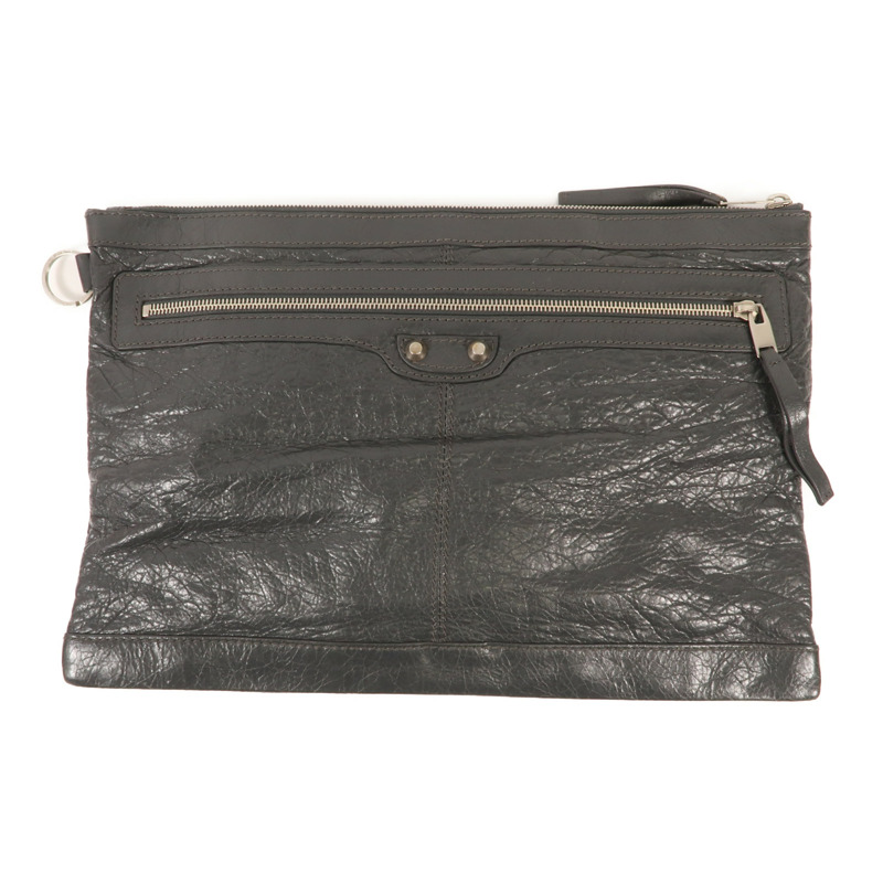 BALENCIAGA 牛皮皮革Classic City Large Pouch銀扣手拿包-0