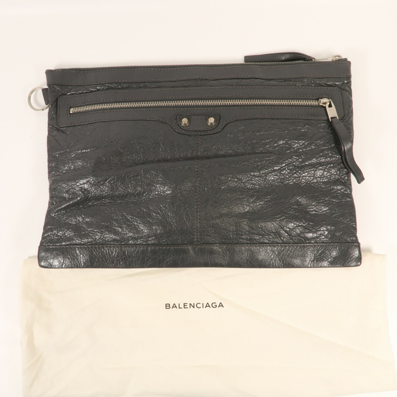 BALENCIAGA 牛皮皮革Classic City Large Pouch銀扣手拿包-15
