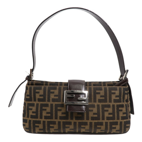FENDI 帆布Shoulder Bag銀扣肩背袋