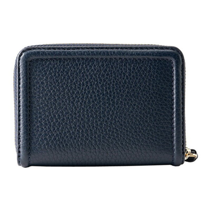 【TORY BURCH】素面皮革拉鍊短夾-深藍色-1