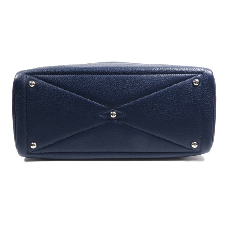 HERMES Clemence皮革Victolia 35銀扣手挽袋Bleu Saphir-3