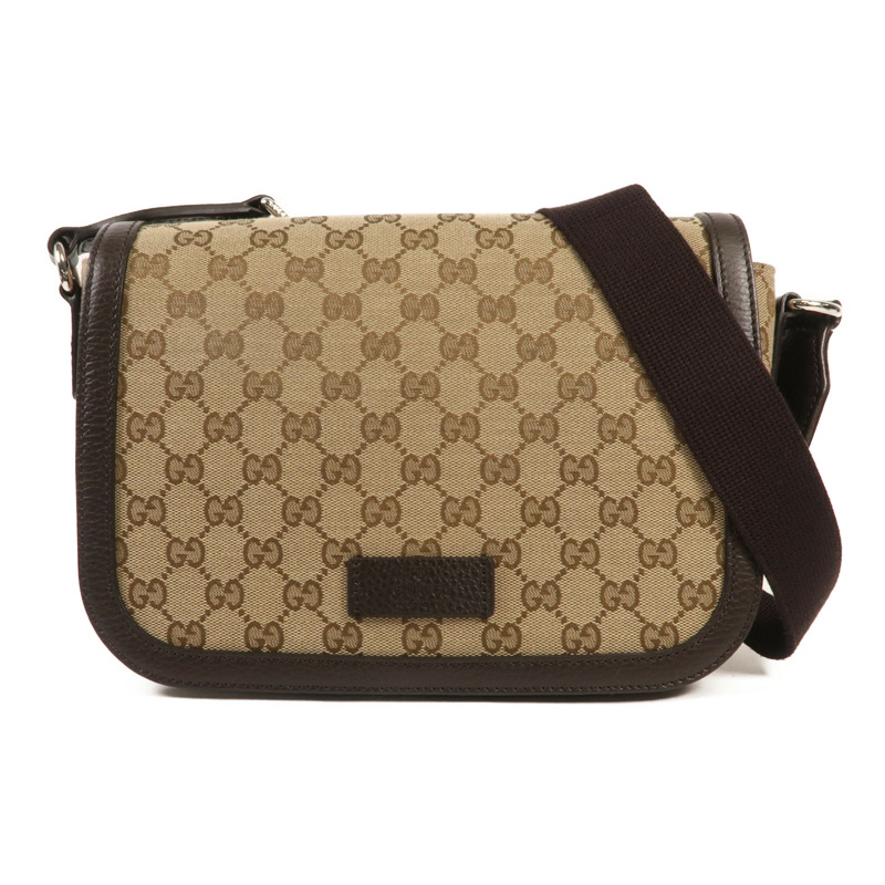 GUCCI 塗層帆布Shoulder Bag銀扣肩背袋-0