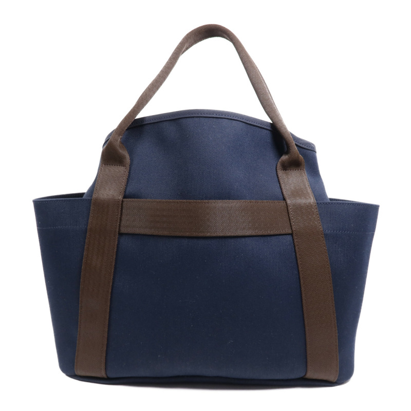 HERMES 帆布Sac De Pansage Groom銀扣手挽肩背兩用袋Bleu Indigo/Feu-1