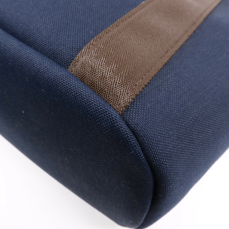 HERMES 帆布Sac De Pansage Groom銀扣手挽肩背兩用袋Bleu Indigo/Feu-5