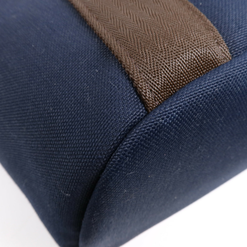 HERMES 帆布Sac De Pansage Groom銀扣手挽肩背兩用袋Bleu Indigo/Feu-6