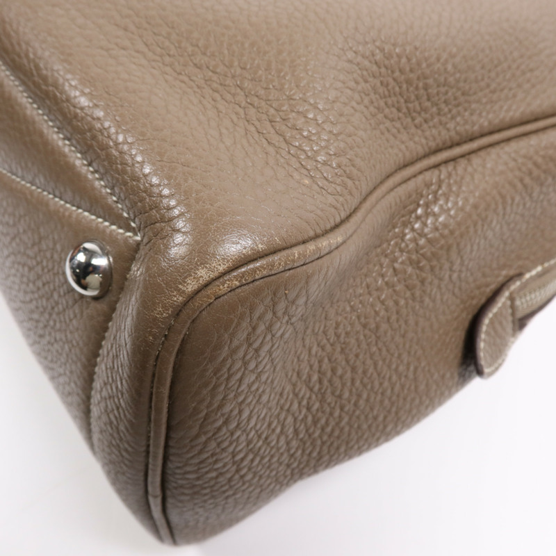 HERMES Clemence皮革Victoria 35銀扣手挽袋Etoupe-4