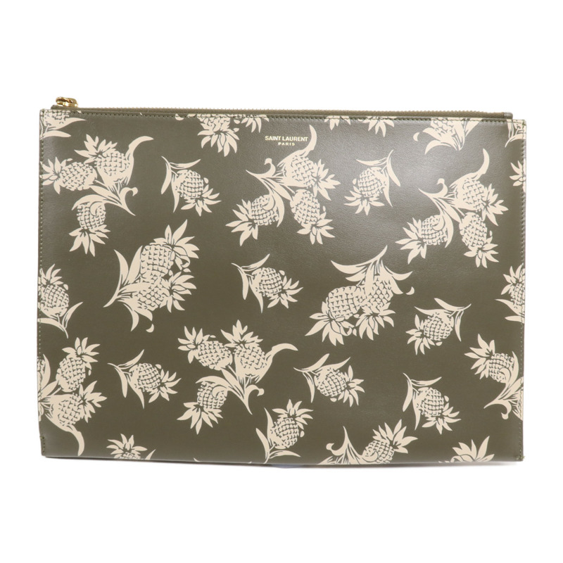 YVES SAINT LAURENT 牛皮皮革Pouch金扣手拿包-0