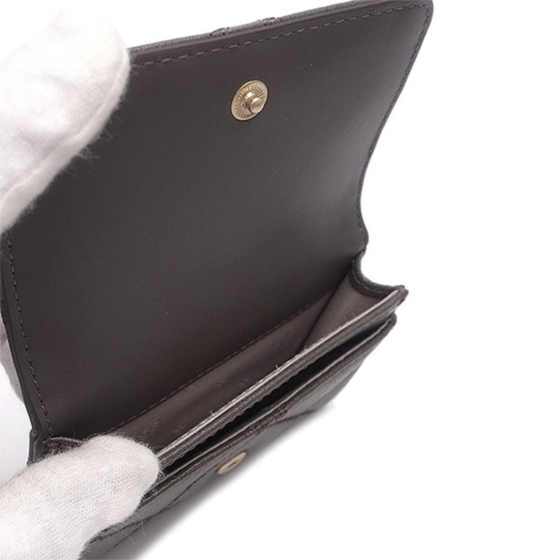 【TORY BURCH】菱格紋皮革零錢包-岩石灰-3