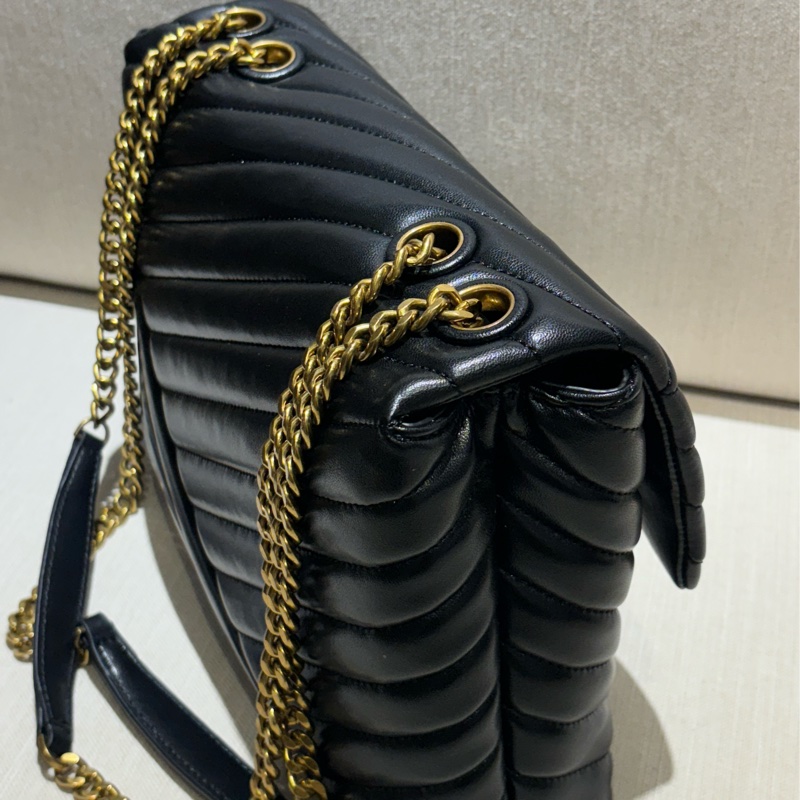 TORY BURCH Kira系列 大號 雙TLogo人字銜縫 翻蓋磁扣鏈條包單肩斜背包-2