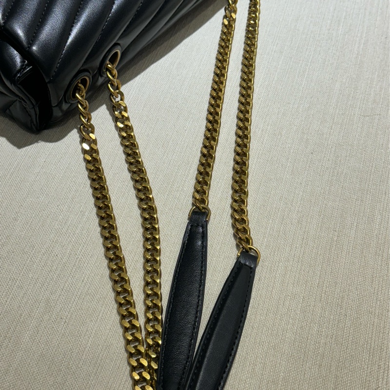 TORY BURCH Kira系列 大號 雙TLogo人字銜縫 翻蓋磁扣鏈條包單肩斜背包-15