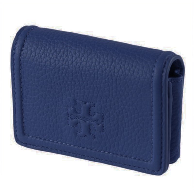 【TORY BURCH】雙T-LOGO素面皮革短夾-深藍-1