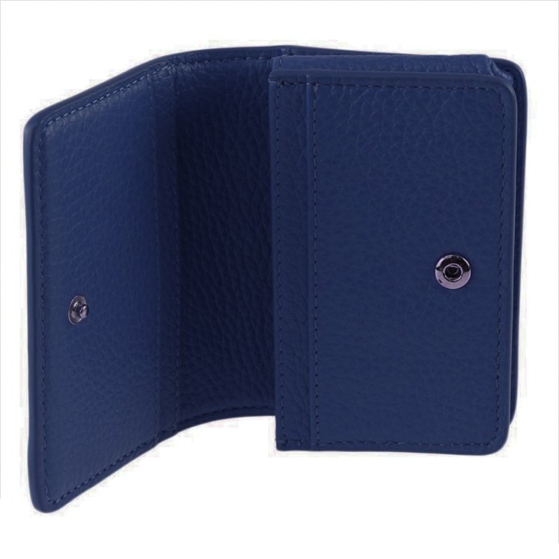 【TORY BURCH】雙T-LOGO素面皮革短夾-深藍-2