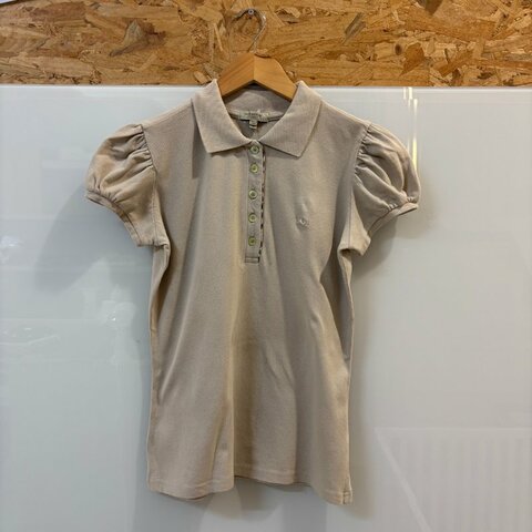 【美收精品】BURBERRY 米白色polo衫 4-127【隔月月中將轉賣至日本 上架期限30天】
