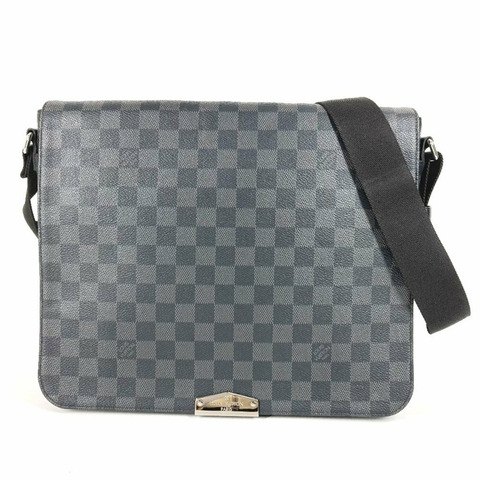 路易威登 N40350 Damier Graphite District MM NV2 帆布斜背包，黑色，男女款