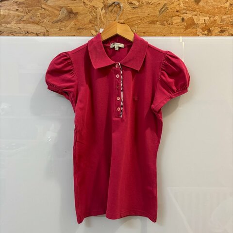 【美收精品】BURBERRY 桃紅色polo衫  4-128【隔月月中將轉賣至日本 上架期限30天】