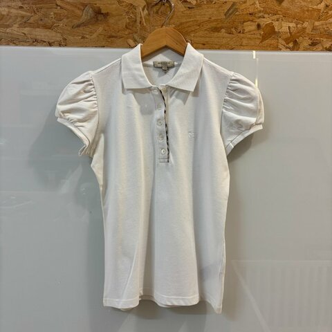 【美收精品】BURBERRY白色polo衫 4-129【隔月月中將轉賣至日本 上架期限30天】