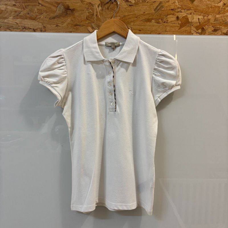 【美收精品】BURBERRY白色polo衫 4-129【隔月月中將轉賣至日本 上架期限30天】-0