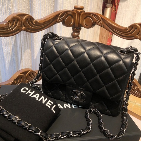 chanel 黑银 方胖子 链条包18开 单肩包