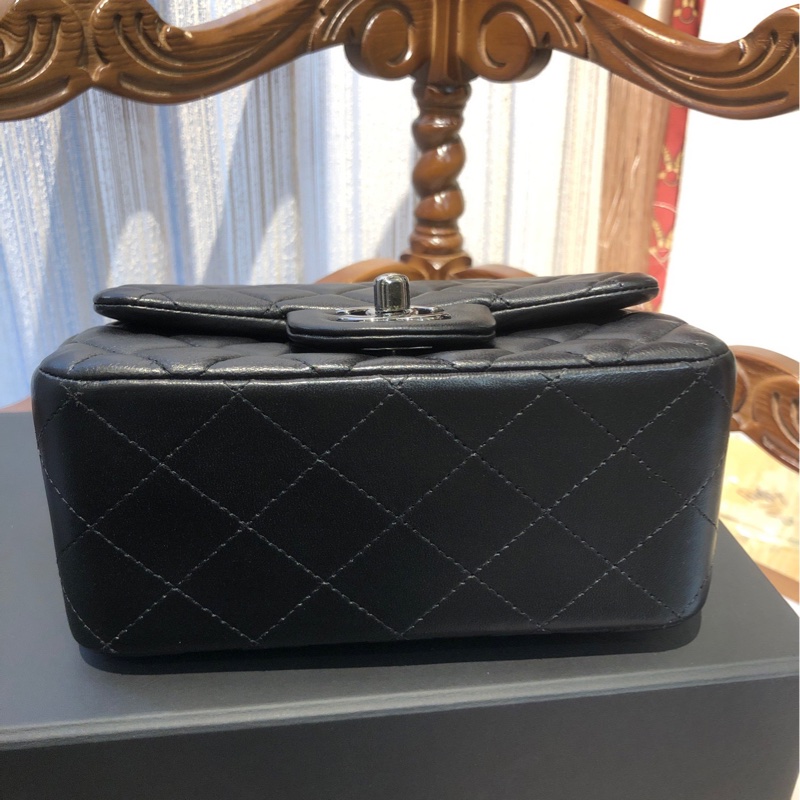 chanel 黑银 方胖子 链条包18开 单肩包-6