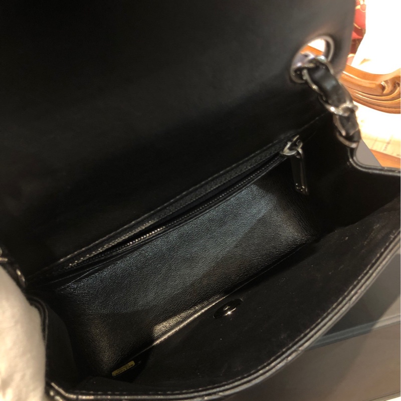 chanel 黑银 方胖子 链条包18开 单肩包-8