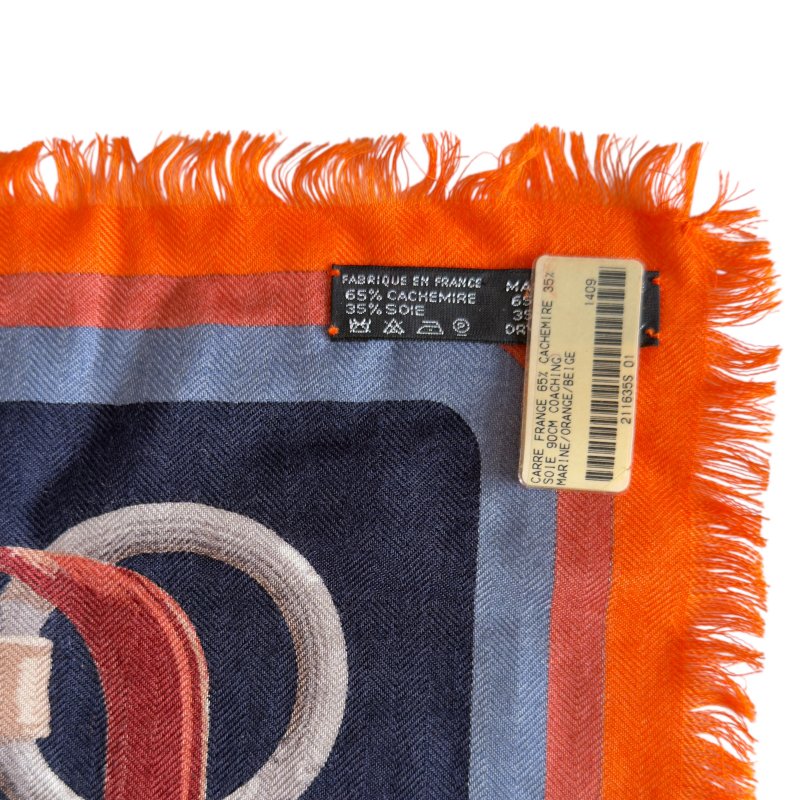 HERMES Coaching 90 羊絨 圍巾-5