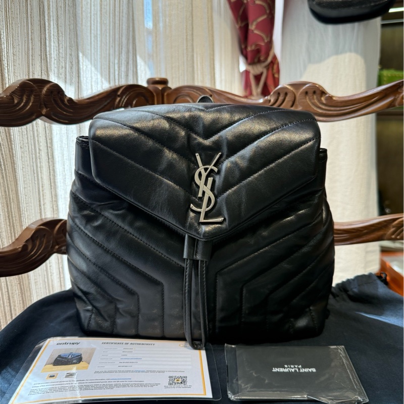 Ysl Loulou V纹 黑银双肩背包-0