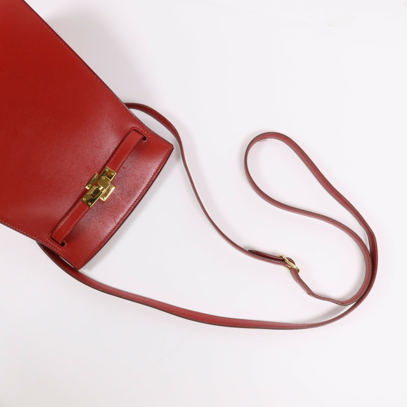 HERMES Box Calf皮革Sac Kelly Sport金扣肩背袋-13